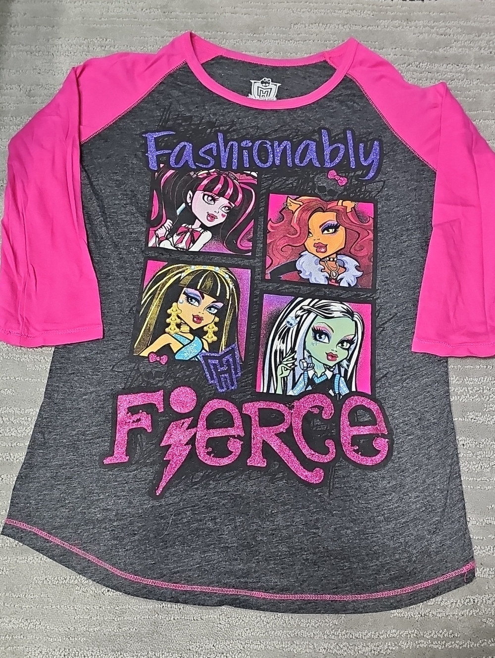 Monster High NWOT Mattel 2012 XL Fashionably Fierce Raglan Jersey Y2K